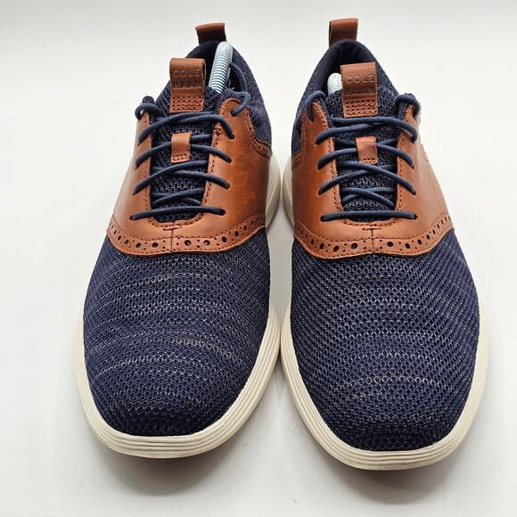 Cole Haan Shoes Mens 11.5 Grand OS Oxford Navy Brown Quiet Luxury Workwear - Picture 7 of 7